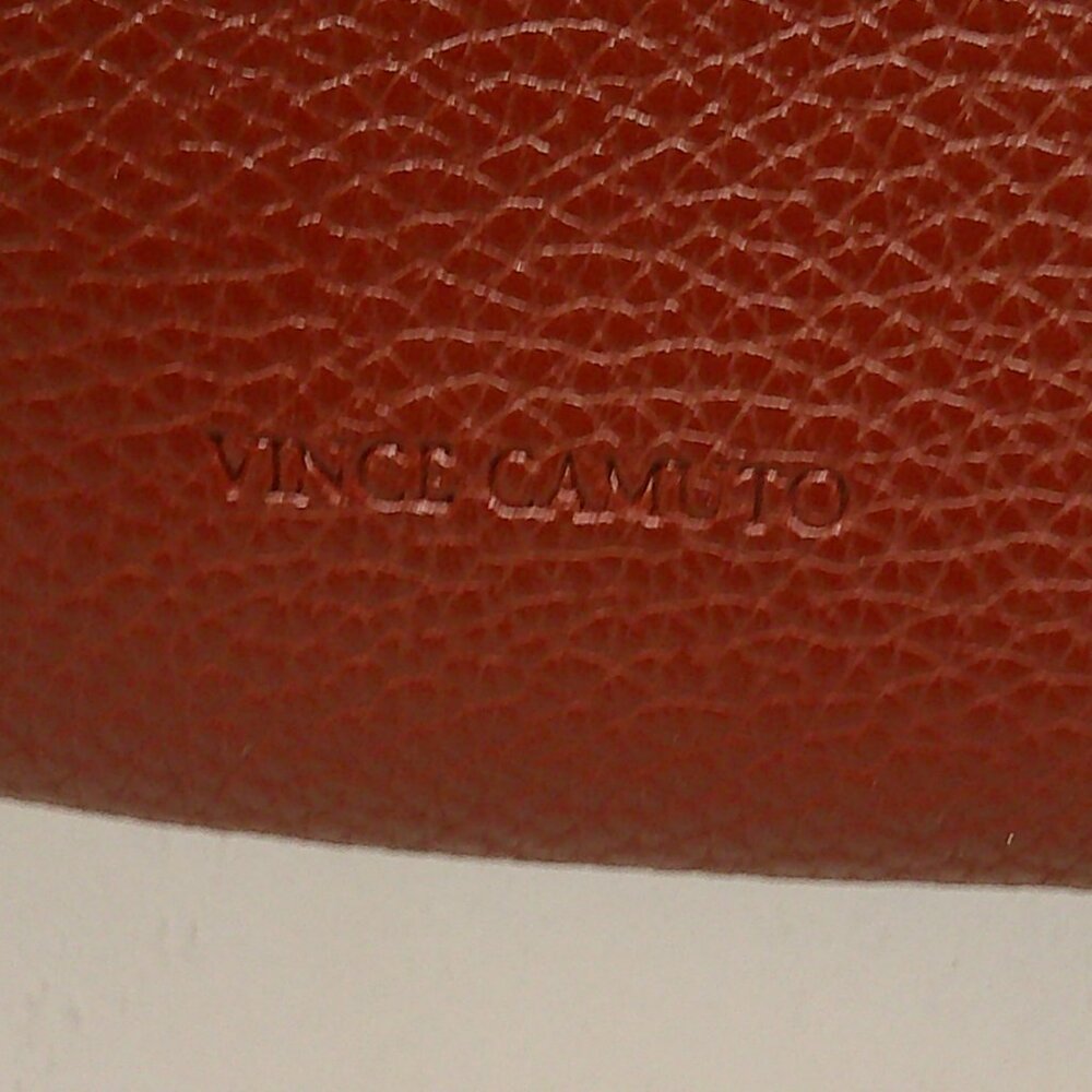 Vince Camuto Luck Tote Bag Vegan Pebbled Leather Red Desert Stripe Work Laptop - Picture 4 of 10
